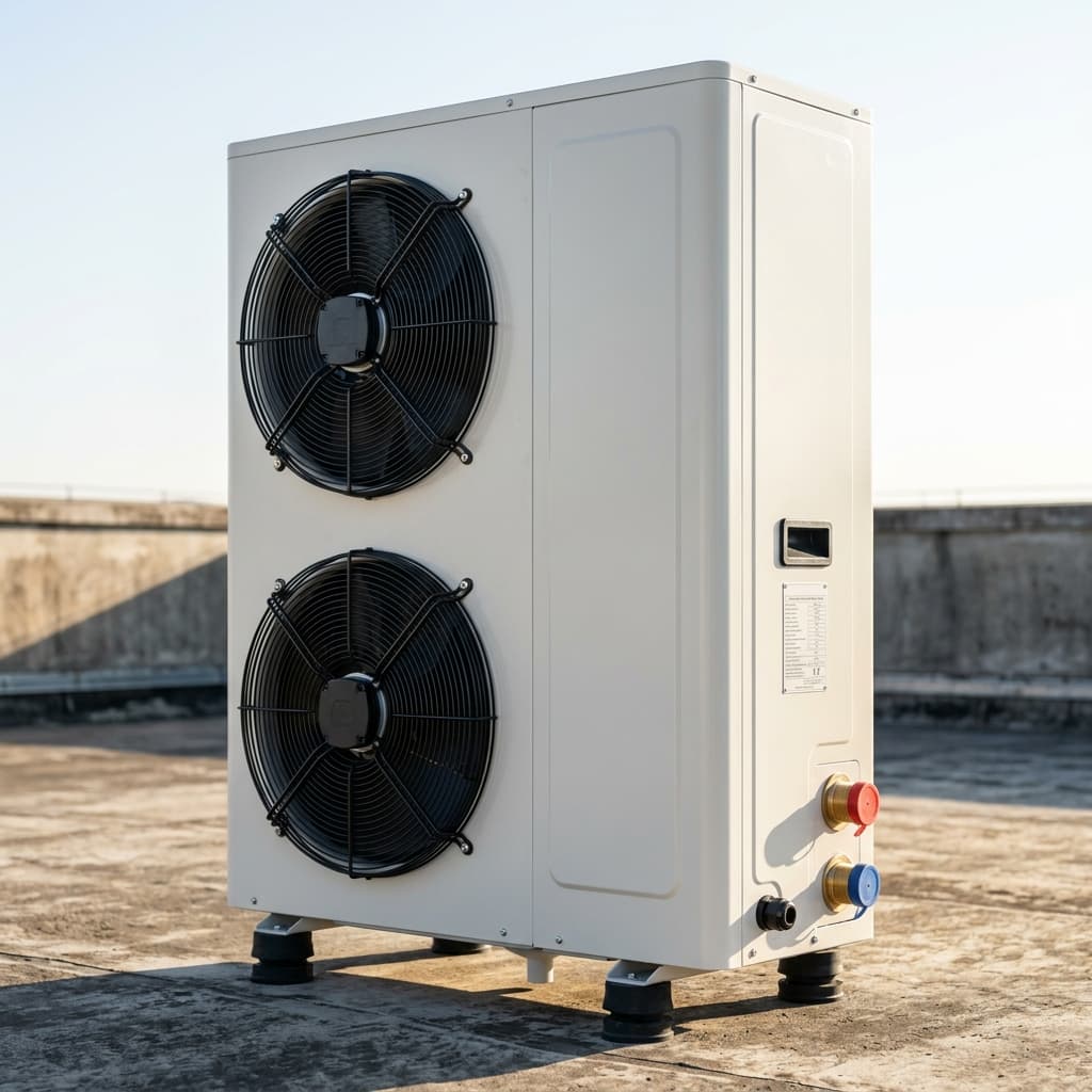 Vertical side-discharge type commercial air source heat pump unit for hotel hot water systems